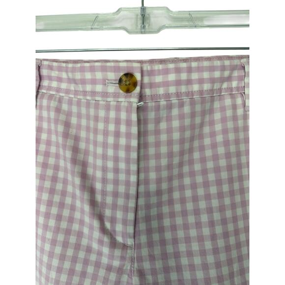 Talbots Relaxed Chino Pants Purple White Gingham Office Straight Leg Size 14 - Picture 5 of 13